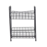 Benzara BM216409 2 Tier Metal Frame Magazine Rack with Tubular Legs, Black