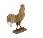 Benzara BM216414 Metal and Wood Frame Rooster Sculpture with Stable Base, Brown