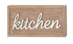 Benzara BM216416 Wooden Wall Sign with Metal Accent Kitchen Typography, Brown
