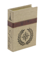Benzara BM216419 Burlap Covered Wooden Book Box, Set of 3, Brown