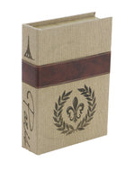 Benzara BM216419 Burlap Covered Wooden Book Box, Set of 3, Brown