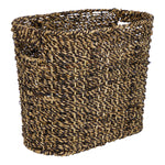Benzara BM216426 Industrial Metal Frame Seagrass Woven Magazine Rack, Brown