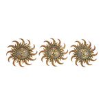 Benzara BM216445 Metal and Polystone Frame Sun Plaque, Assortment of 3, Rustic Gold