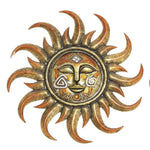 Benzara BM216445 Metal and Polystone Frame Sun Plaque, Assortment of 3, Rustic Gold