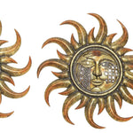 Benzara BM216445 Metal and Polystone Frame Sun Plaque, Assortment of 3, Rustic Gold