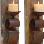 Benzara BM216468 Rustic Wood and Metal Sconce, Assortment of 2, Brown