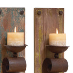 Benzara BM216468 Rustic Wood and Metal Sconce, Assortment of 2, Brown