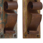Benzara BM216468 Rustic Wood and Metal Sconce, Assortment of 2, Brown