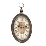Benzara BM216478 Roman Numeral Oval Metal Wall Clock with Finial Top, Assortment of 2,Black