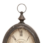 Benzara BM216478 Roman Numeral Oval Metal Wall Clock with Finial Top, Assortment of 2,Black