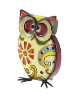 Benzara BM216492 11 Inch Metal Owl Sculpture with Claw Feet, Multicolor