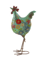 Benzara BM216495 17 Inch Farmhouse Metal Rooster Sculpture with Floral Motif, Multicolor