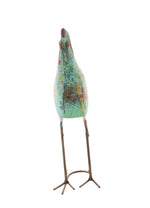 Benzara BM216495 17 Inch Farmhouse Metal Rooster Sculpture with Floral Motif, Multicolor