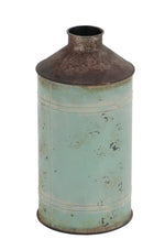 Benzara BM216505 Metal Vase with Beer Typography and Raised Top, Green