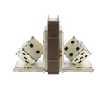 Benzara BM216513 L Shaped Design Dice Bookends with Distressed Details, Antique White