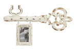Benzara BM216514 Key Shaped Wooden Wall Decor with Distressed Detail, Antique White