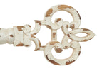 Benzara BM216514 Key Shaped Wooden Wall Decor with Distressed Detail, Antique White