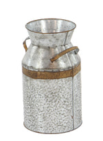 Benzara BM216570 Metal Milk Can with Rust Accents and Curved Handles, Galvanized Gray