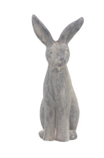 Benzara BM216579 Polystone Sitting Rabbit Statuette with Raised Ears, Weathered Gray