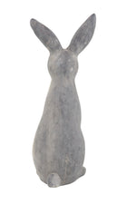 Benzara BM216579 Polystone Sitting Rabbit Statuette with Raised Ears, Weathered Gray