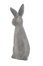 Benzara BM216579 Polystone Sitting Rabbit Statuette with Raised Ears, Weathered Gray