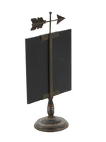 Benzara BM216581 Wooden Chalkboard with Metal Stand and Left Pointing Arrow, Black and Bronze
