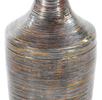 Benzara BM216641 Lacquer Bamboo Vase with Tapered Bottom and Wide Concave Neck, Bronze