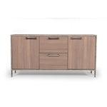 Benzara 2 Door Buffet with Faux Concrete Top and 2 Drawers, Brown and Gray