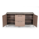Benzara 2 Door Buffet with Faux Concrete Top and 2 Drawers, Brown and Gray