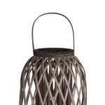 Benzara BM216838 Lattice Design Bamboo Lantern with Glass Candle Holder, Large, Brown