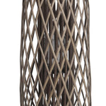 Benzara BM216838 Lattice Design Bamboo Lantern with Glass Candle Holder, Large, Brown