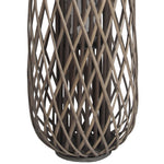 Benzara BM216838 Lattice Design Bamboo Lantern with Glass Candle Holder, Large, Brown