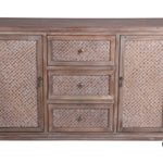 Benzara BM216841 3 Drawer and 2 Door Accent Stand with Turned Legs, Weathered Brown
