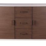 Benzara BM216848 Mid Century Style Sideboard with 2 Doors and 3 Drawers, White and Brown