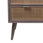 Benzara BM216862 3 Drawer Wooden Accent Chest with Mesh Pattern Front, Gray and Brown