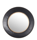 Benzara BM216870 Dual Encased Metal Frame Round Wall Mirror, Large, Black and Gold