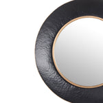 Benzara BM216870 Dual Encased Metal Frame Round Wall Mirror, Large, Black and Gold