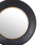 Benzara BM216870 Dual Encased Metal Frame Round Wall Mirror, Large, Black and Gold