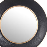 Benzara BM216870 Dual Encased Metal Frame Round Wall Mirror, Large, Black and Gold