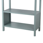 Benzara BM216894 3 Tier Wooden Accent Stand with Texture Side Panels, Sage Blue