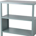 Benzara BM216894 3 Tier Wooden Accent Stand with Texture Side Panels, Sage Blue