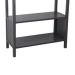 Benzara BM216895 3 Tier Wooden Accent Stand with Texture Side Panels, Dark Gray