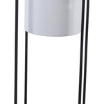 Benzara BM216909 Metal Round Planter with Square Shaped Frame, Set of 2, Black and White