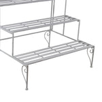 Benzara BM216949 Step Design Metal Planter with Slatted Top and Scroll Motifs, White