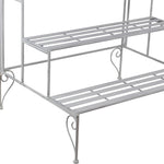 Benzara BM216949 Step Design Metal Planter with Slatted Top and Scroll Motifs, White