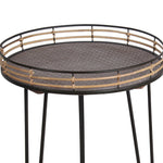 Benzara BM217001 Rail Top Metal Accent Table with Hairpin Legs, Set of 2, Black and Brown