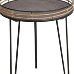 Benzara BM217001 Rail Top Metal Accent Table with Hairpin Legs, Set of 2, Black and Brown