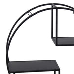 Benzara BM217006 Tubular Metal Frame Round Wall Decor with 2 Open Shelves, Black