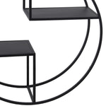 Benzara BM217006 Tubular Metal Frame Round Wall Decor with 2 Open Shelves, Black