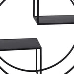 Benzara BM217006 Tubular Metal Frame Round Wall Decor with 2 Open Shelves, Black